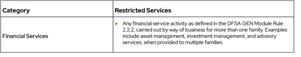 DIFC Single Family Office Restricted Services